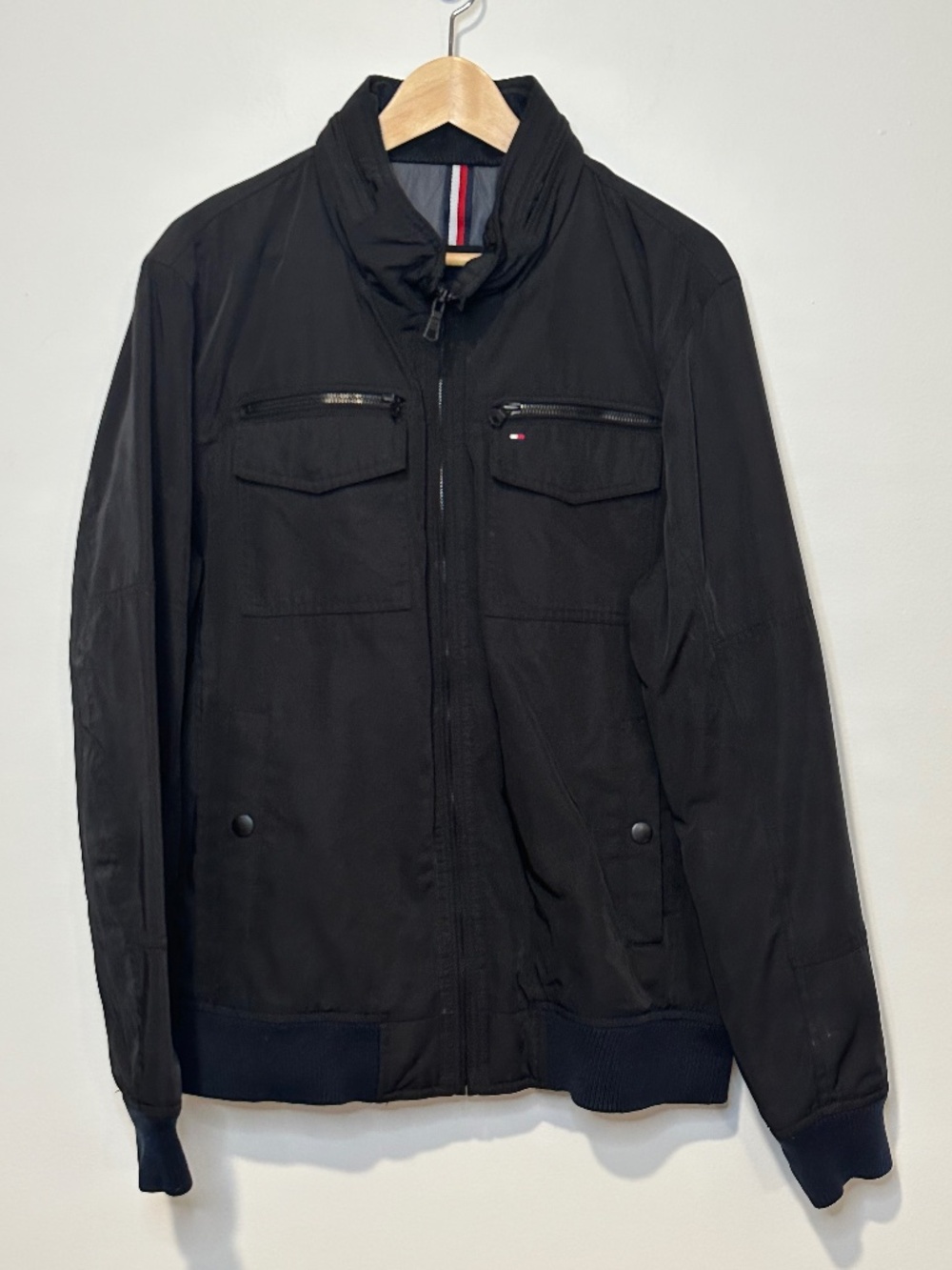 Tommy Hilfiger Black Men's Large Jacket with Hood